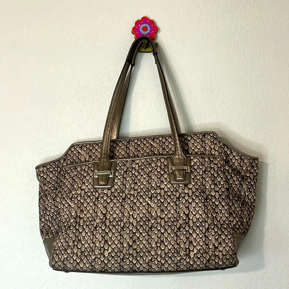 Coach Taylor Snake Canvas Leather Alexis Tote Purse - Picture 1 of 12